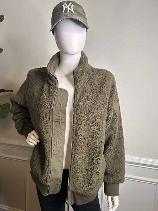 Calvin Klein Jackets & Blazers - Calvin Klein Women's Green Fuzzy Jacket , Large, Casual, Full Zip